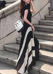 Women Black Wrinkled Patchwork Chiffon Skirts Spring