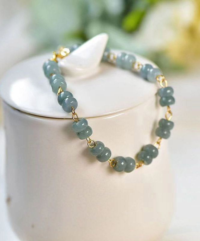 Women Blue 14K Gold Jade Charm Bracelet