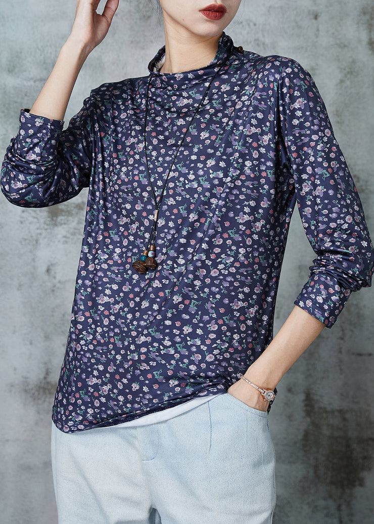 Women Blue Print Cotton Shirt Spring