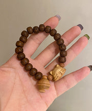 Women Brown Sandalwood Bodhi Charm Bracelet