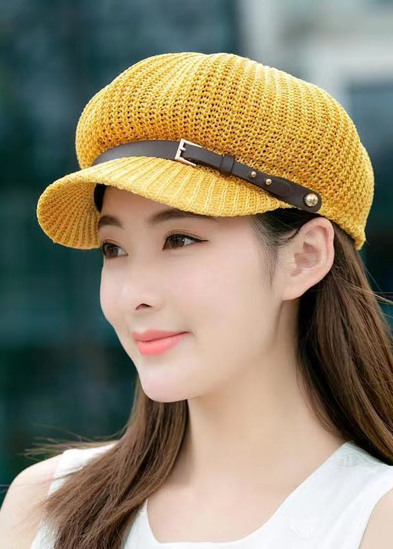 Women Casual Khaki Patchwork Beret Hat