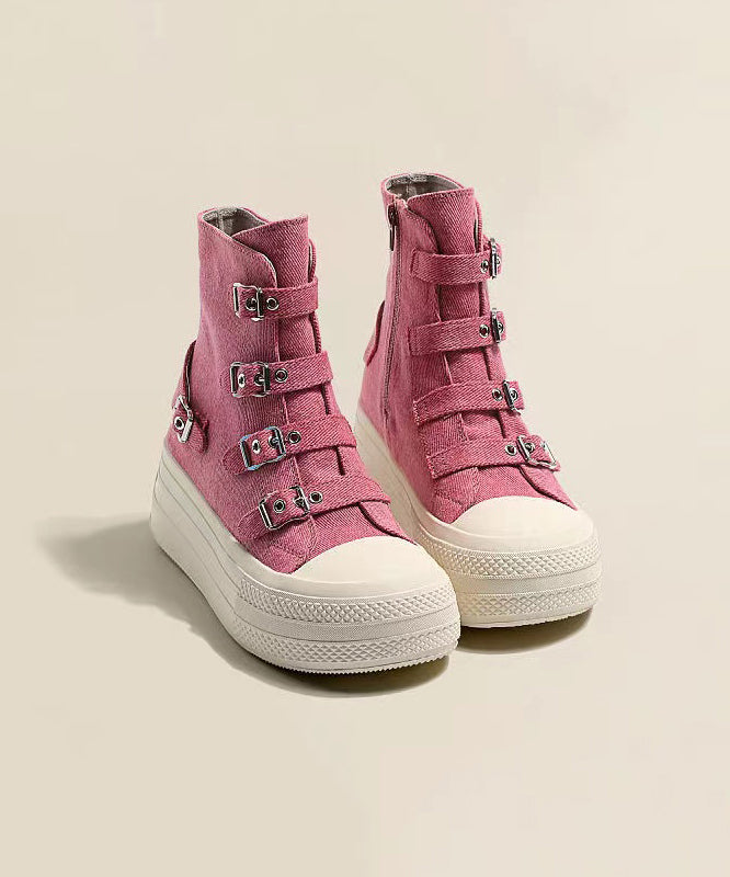 Women Casual Platform Canvas Boots Pink