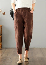 Women Chocolate Cotton Linen Summer Pants - bagstylebliss