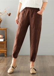 Women Chocolate Cotton Linen Summer Pants - bagstylebliss