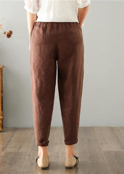 Women Chocolate Cotton Linen Summer Pants - bagstylebliss