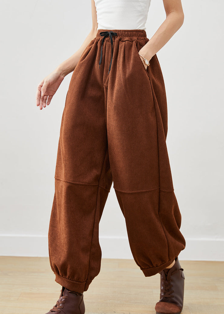 Women Coffee Oversized Corduroy Harem Pants Winter