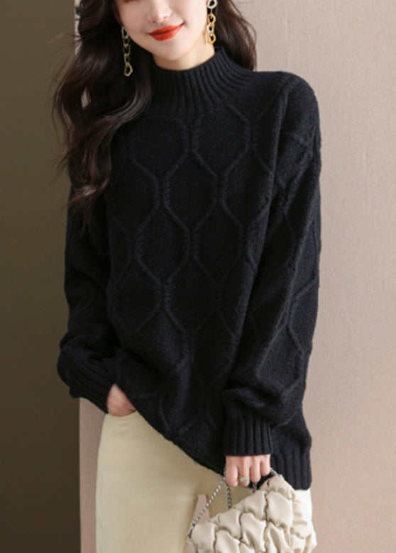 Women Coffee Turtleneck Cotton Knit Sweaters Winter