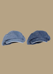 Women Denim Light Blue Patchwork Cotton Breton Hat