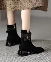 Women Fashion Splicing Chunky Boots Black Suede