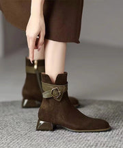 Women Fashion Splicing Chunky Boots Black Suede