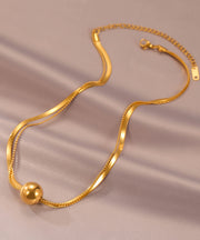 Women Gold Stainless Steel Ball Pendant Necklace