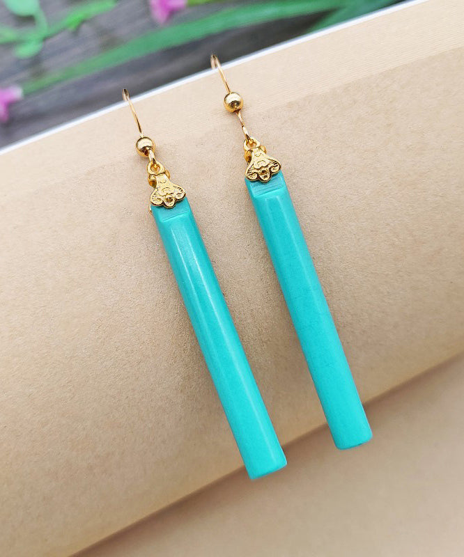 Women Green 14K Gold Turquoise Drop Earrings