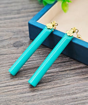 Women Green 14K Gold Turquoise Drop Earrings