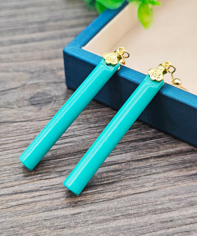 Women Green 14K Gold Turquoise Drop Earrings