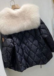 Women Green Fur Collar Oversized Duck Down Puffers Jackets Winter