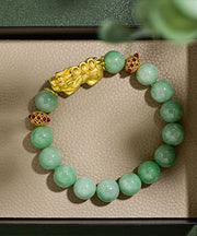 Women Green Overgild Jade A Mythical Wild Animal Bracelet