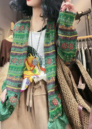 Women Green V Neck Cozy Knit Cardigan Fall