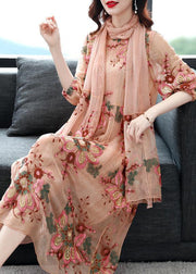 Women Grey Embroideried Scarf Silk Holiday Dress Bracelet Sleeve