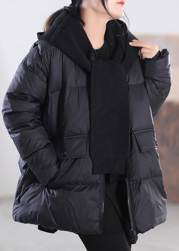 Women Grey Green Zippered Patchwork Removable Hooded Duck Down Down Coats Winter