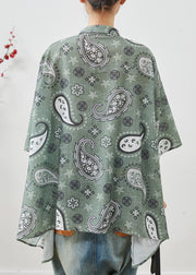 Women Grey Oversized Print Cotton Shirt Top Summer