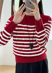 Women Grey Striped Cozy Knit Sweaters Fall