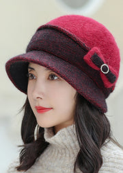 Women Khaki Bow Soft And Breathable Rabbit Fur Bucket Hat