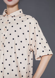 Women Khaki Oversized Dot Print Two Piece Set Women Clothing Fall