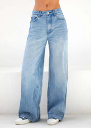 Women Light Blue Oversized Original Design Denim Wide Leg Pants Summer