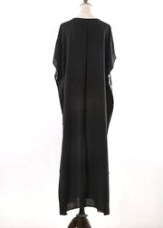 Women Loose Kaftan Swimsuit Cover Up Beach Long Casual Black Dress