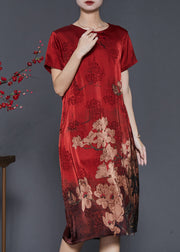 Women Mulberry Print Silk Oriental Dresses Summer