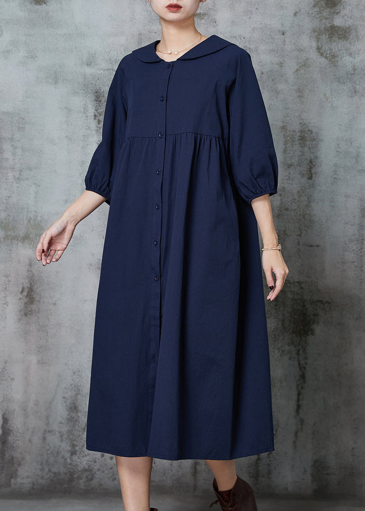 Women Navy Oversized Cotton Maxi Dresses Summer