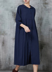 Women Navy Oversized Cotton Maxi Dresses Summer