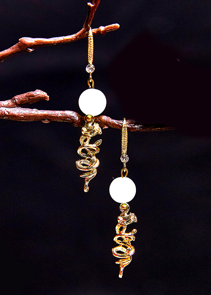 Women Original Design 14K Gold Pearl Drop Earrings