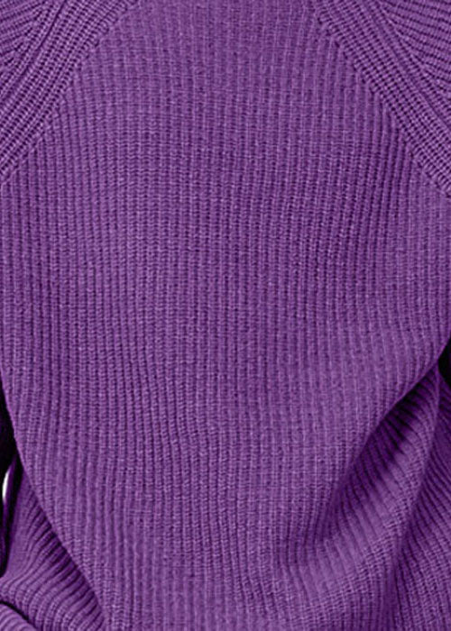 Women Purple Turtle Neck Cozy Wool Sweater Tops Winter