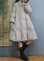 Women Red Button Patchwork Duck Down Long Coat Winter