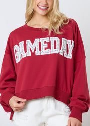 Women Red Letter Zircon Cotton Sweatshirt Long Sleeve