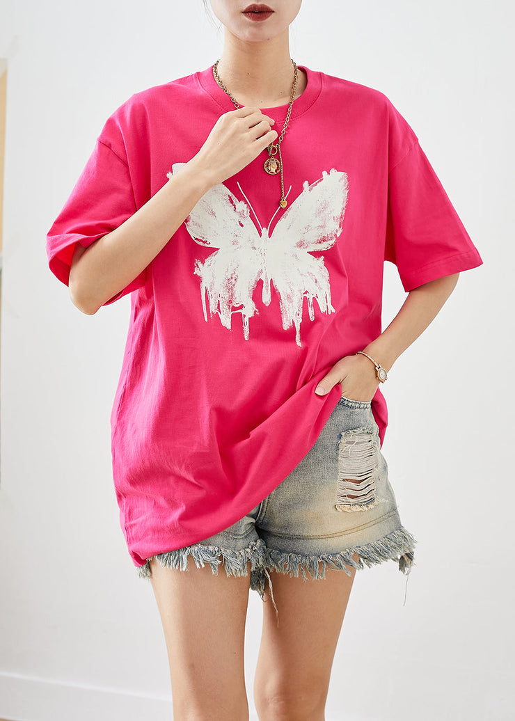 Women Rose Oversized Butterfly Cotton Tank Tops Summer