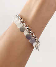 Women Silk Sterling Silver Sequins Tassel Chain Bracelet