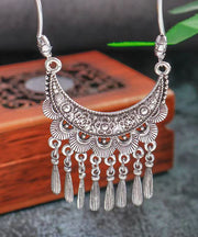 Women Silk Sterling Silver Tassel Pendant Necklace