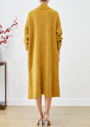 Yellow Knit Loose Cardigans Peter Pan Collar Fall