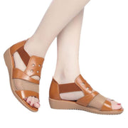 Brown Sandals Wedge Fine Hollow Out Sandals