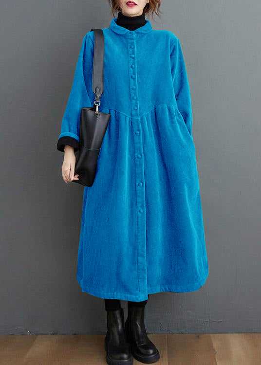 French dark blue corduroy coats Inspiration thick Cinched women coats ( Limited Stock)