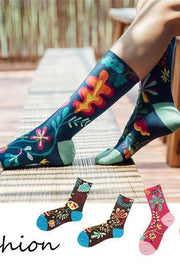 Flower Printed Cute Sweet Socks - 3 Pairs