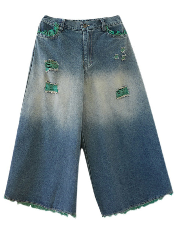 Original Split-Joint Column Wide Leg Denim Pants