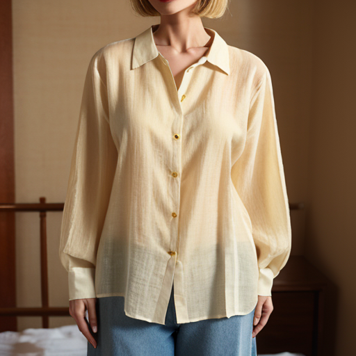 Summer yellow breathable loose linen shirt