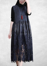 100% Hollow Out Patchwork Dresses Lnspiration dark blue Maxi Dress - bagstylebliss