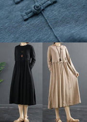100% Ruffled Patchwork Clothes Pattern Khaki Maxi Dresses - bagstylebliss