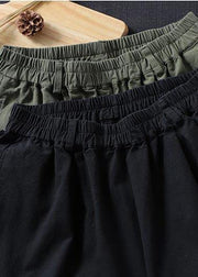100% Spring Trousers Women's Black Pattern Elastic Waist Pockets Wild Pants - bagstylebliss