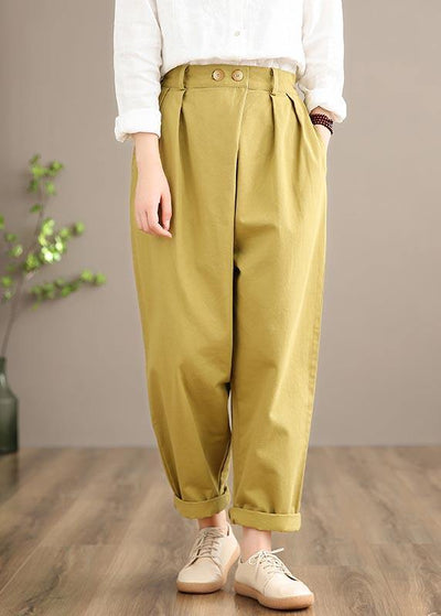 100% Yellow Jeans Fall Fashion Spring Button Down Sewing Pants - bagstylebliss