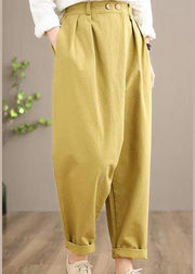 100% Yellow Jeans Fall Fashion Spring Button Down Sewing Pants - bagstylebliss